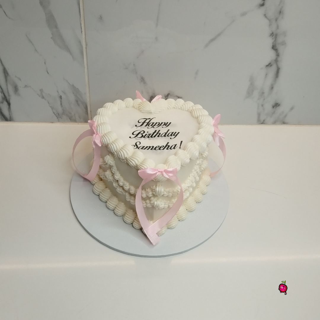 Vintage Birthday & Proposal Burn-Away Heart Cake with Ribbons