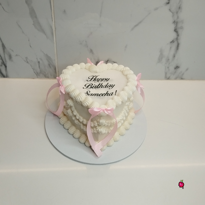 Vintage Birthday & Proposal Burn-Away Heart Cake with Ribbons