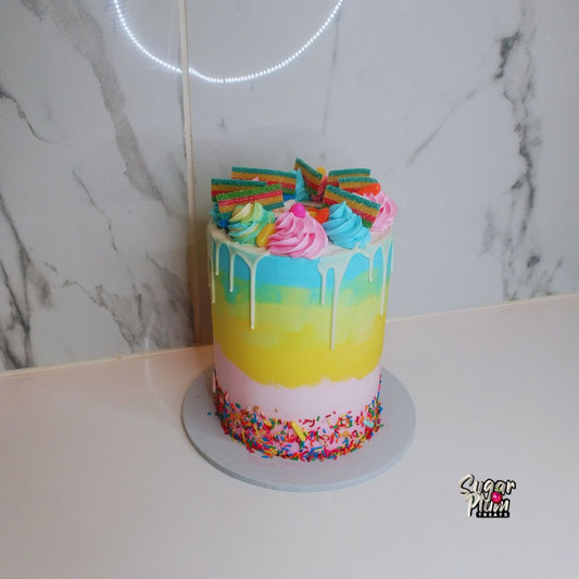 Rainbow Themed Drip Cake with Sweets