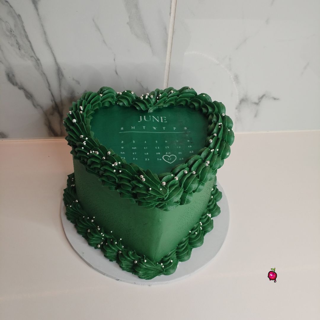 June Green Burn-away Heart Cake