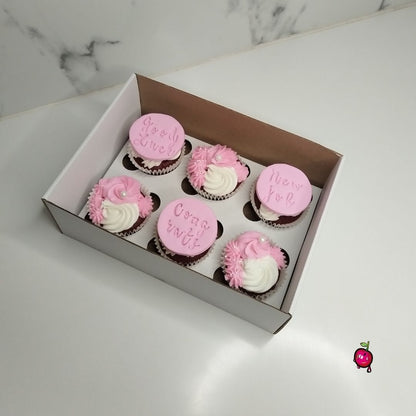 Pink & White Congrats Cupcakes