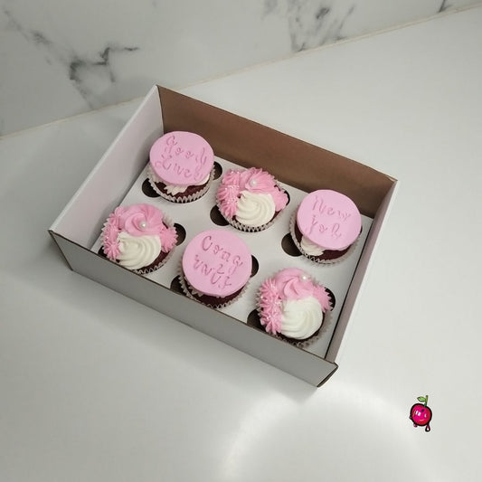 Pink & White Congrats Cupcakes