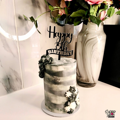 "Happy 35th Birthday in Grey" Tall Mini Cake