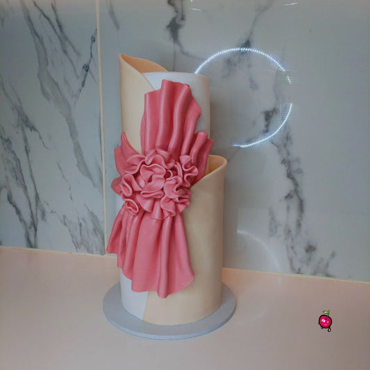 Big Ribbon Engagement 2 Tier Cake