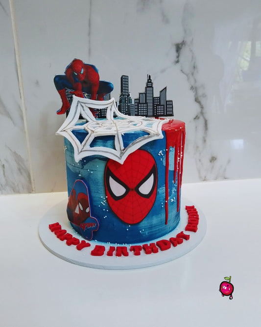 Spiderman Web Themed Birthday Cake