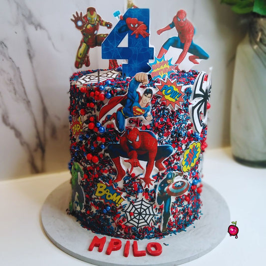 Marvel and DC Hero's Theme Sprinkle Cake