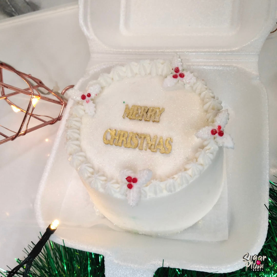 “Merry Christmas” Bento- Lunchbox Cake (White)