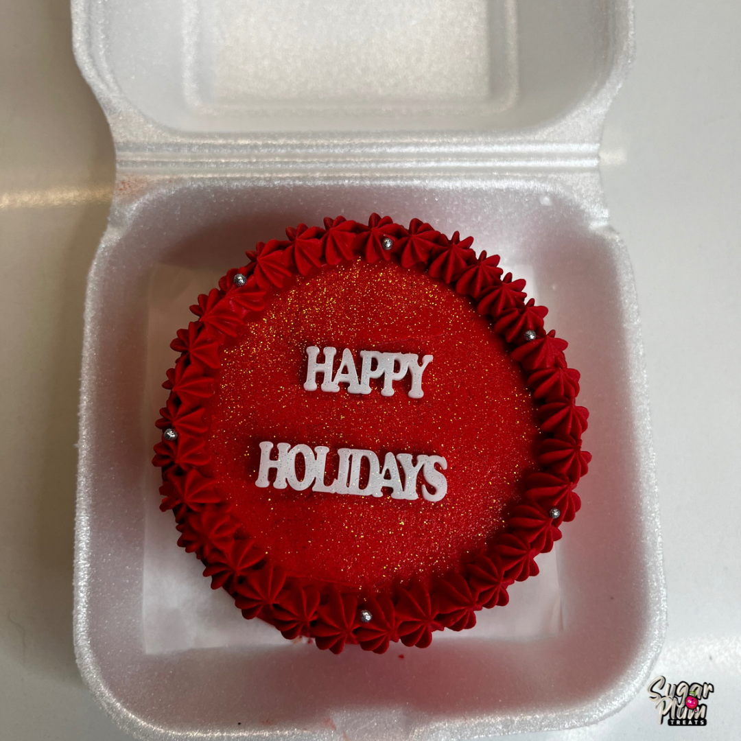 “Happy Holidays” Bento- Lunchbox Cake (Red)