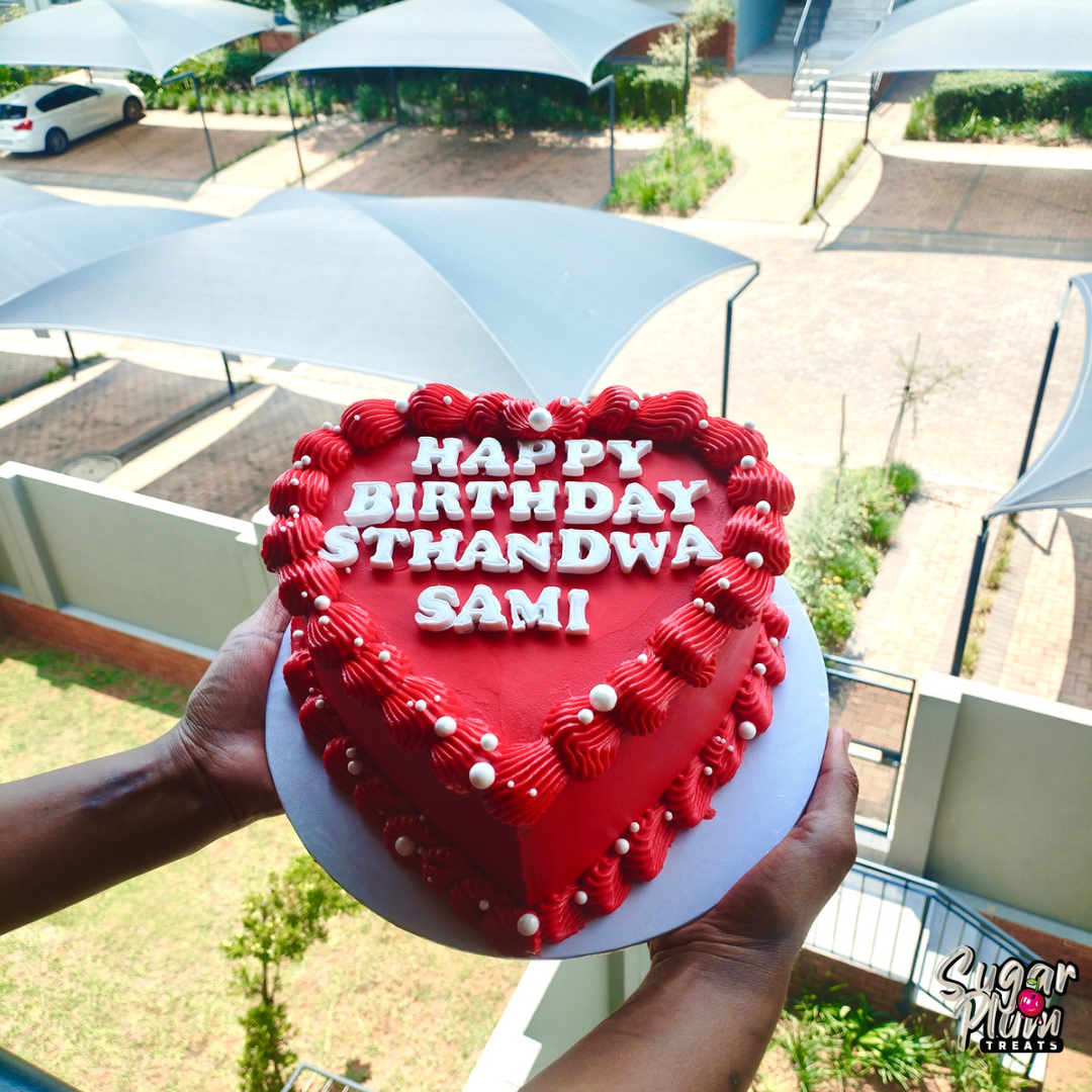 “Happy Birthday Sthandwa Sami” Heart Cake