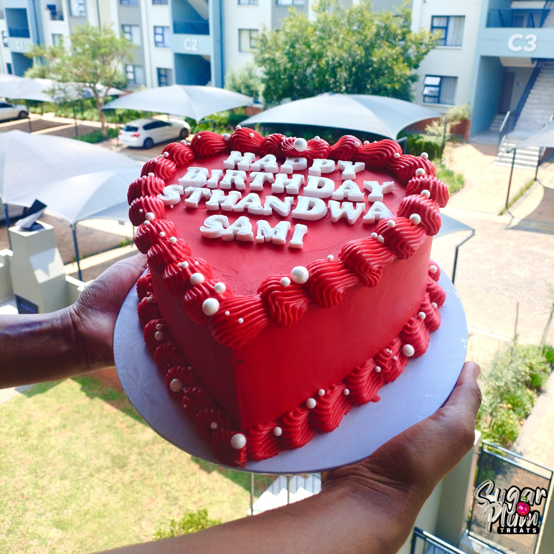 “Happy Birthday Sthandwa Sami” Heart Cake