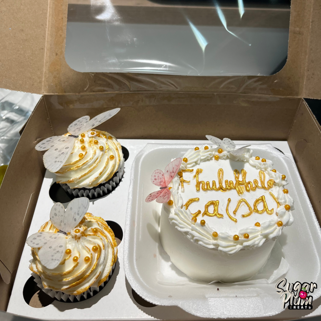 Gold& White with butterlies Bento & Cupcakes