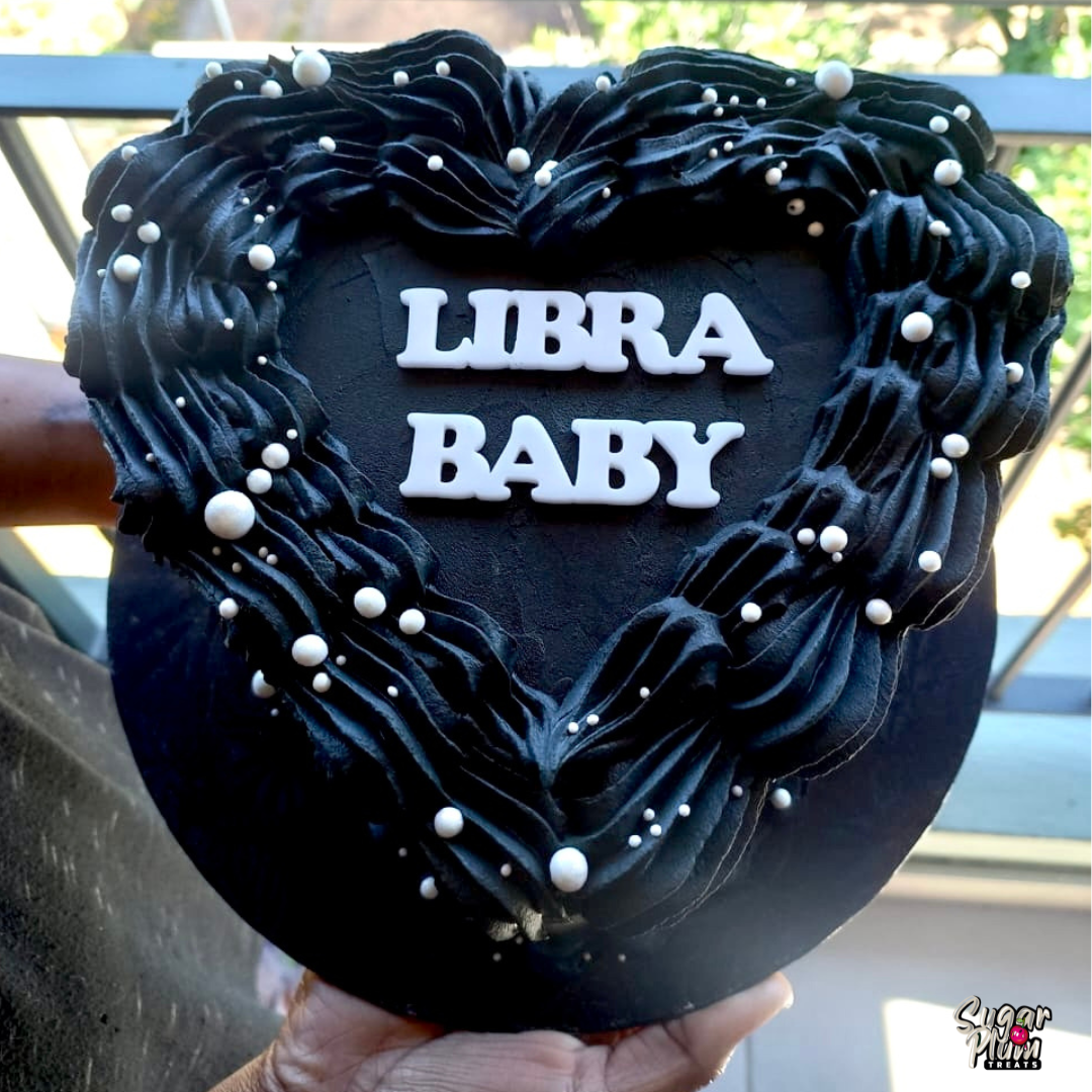 Black & Pearls Heart Cake