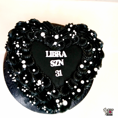 Black & Pearls Heart Cake