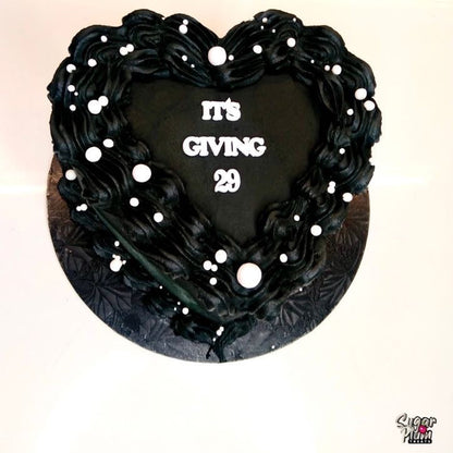 Black & Pearls Heart Cake