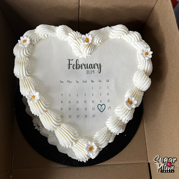 White February Calendar Burn-away Heart Cake