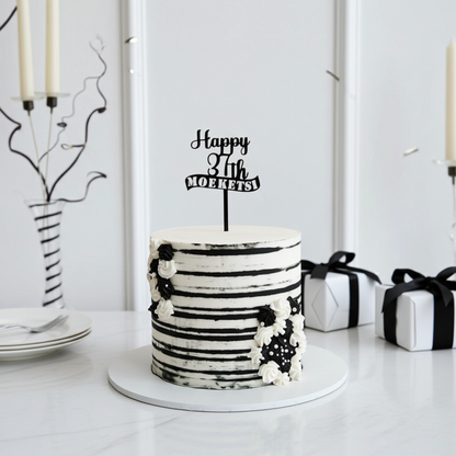 "Happy 37th Birthday in Black & White" Themed Cake