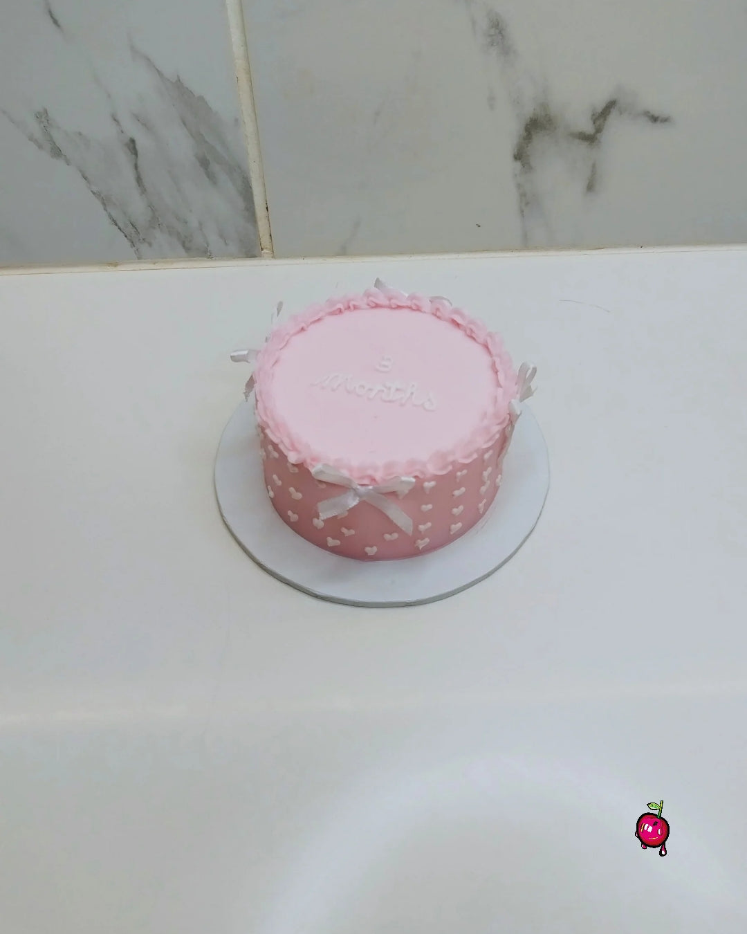 3 Months Bento Cake With White Bows