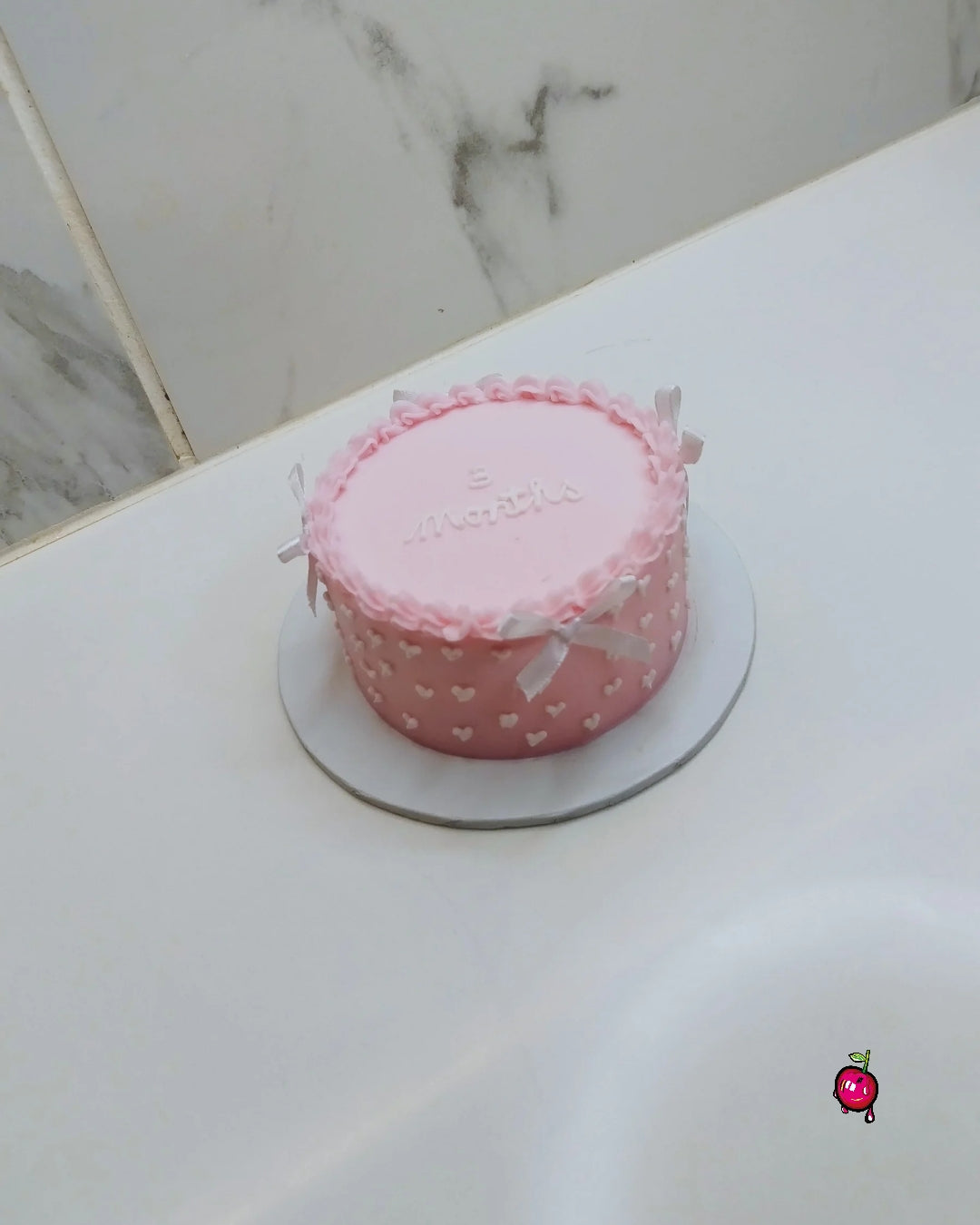 3 Months Bento Cake With White Bows