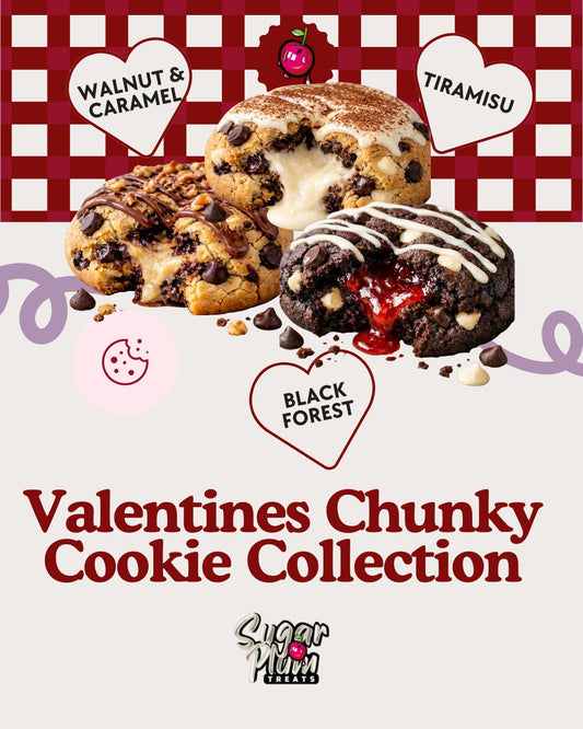 Valentine's & Galentine's 3 Piece Chunky Cookie Box | Tiramisu, Black Forest & Walnut Caramel