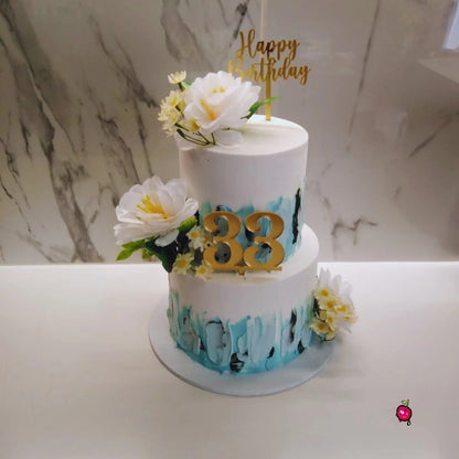 2 Tier Happy 33th Birthday Cake