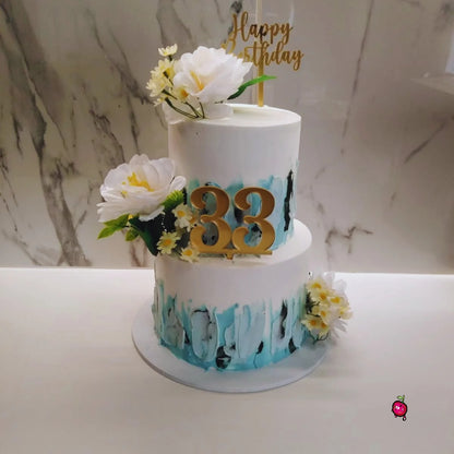 2 Tier Happy 33th Birthday Cake