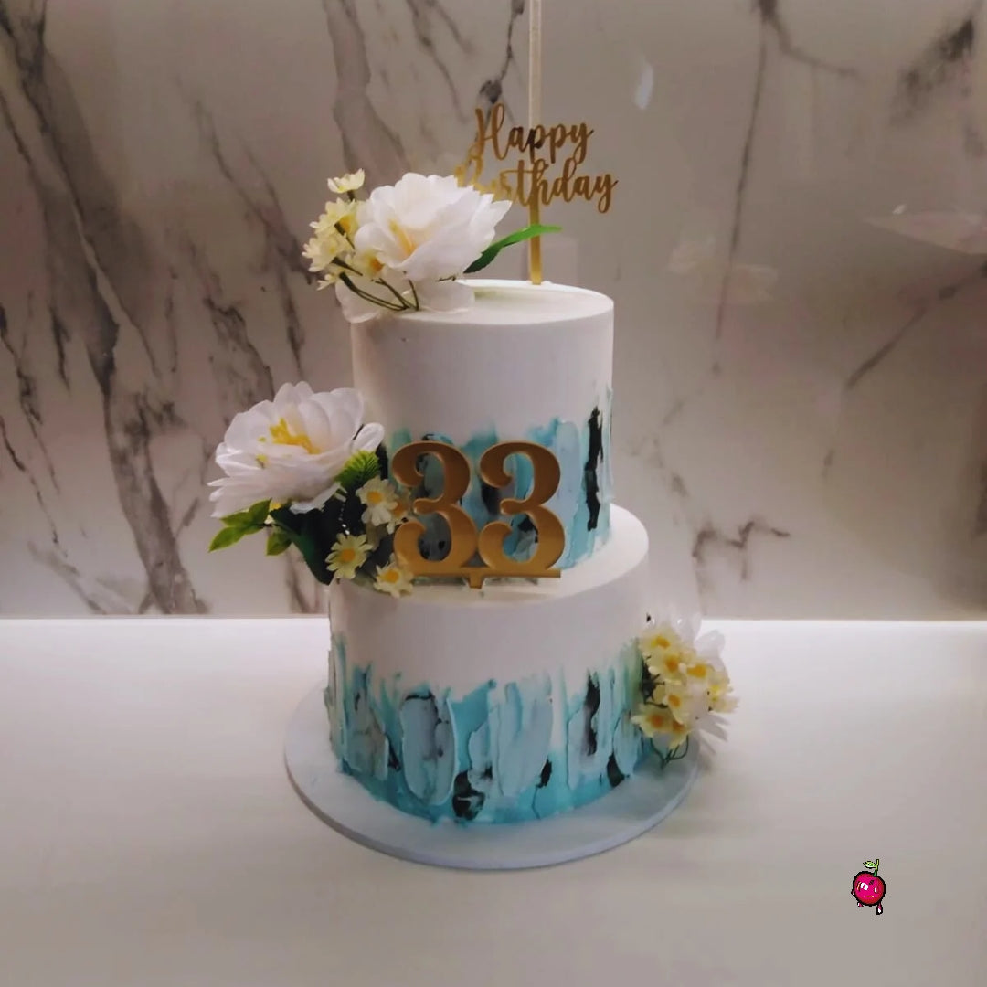 2 Tier Happy 33th Birthday Cake