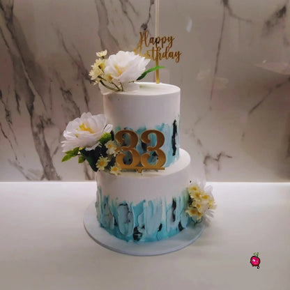 2 Tier Happy 33th Birthday Cake