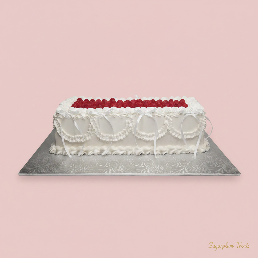Raspberry Ruffle Cake - Full Front Side View