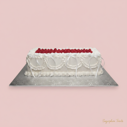 Raspberry Ruffle Cake - Full Front Side View